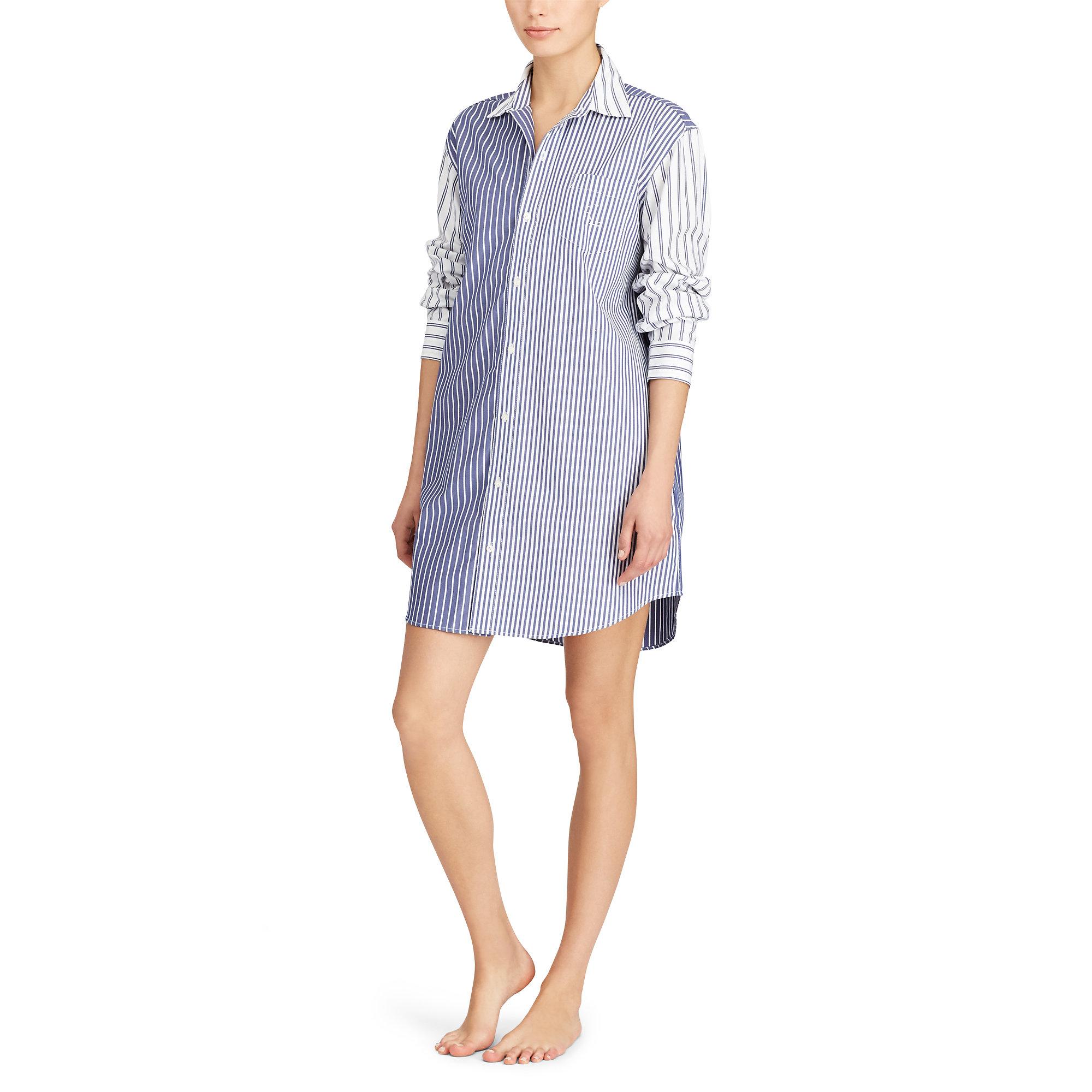Lyst - Ralph Lauren Mixed-stripe Sleep Shirt in Blue Gallery